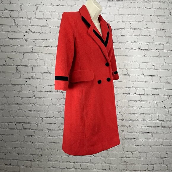 VTG Rothschild Red Wool Buttoned Collared Lined Peacoat USA Made Girls Size 7 - Picture 13 of 15